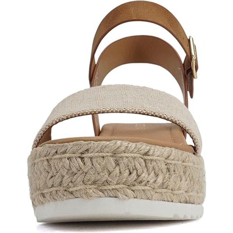 Soda Womens Size 6.5 Open Toe Ankle Strap 2.5" Platform Espadrille Sandal Shoes