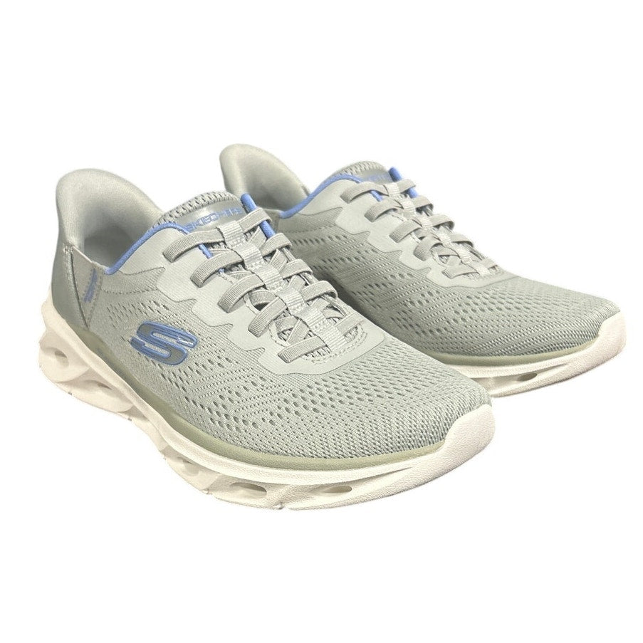 New In Box Skechers Womens Size 7.5 Gray Mesh Hands Free SwiftFit Slide In Shoes
