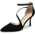 Dream Pairs Womens Size 11 Black Nubuck 3.5" Heel Ankle Strap Closed Toe Shoes