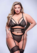 3 Pc Strappy Bra, Garter and Panty