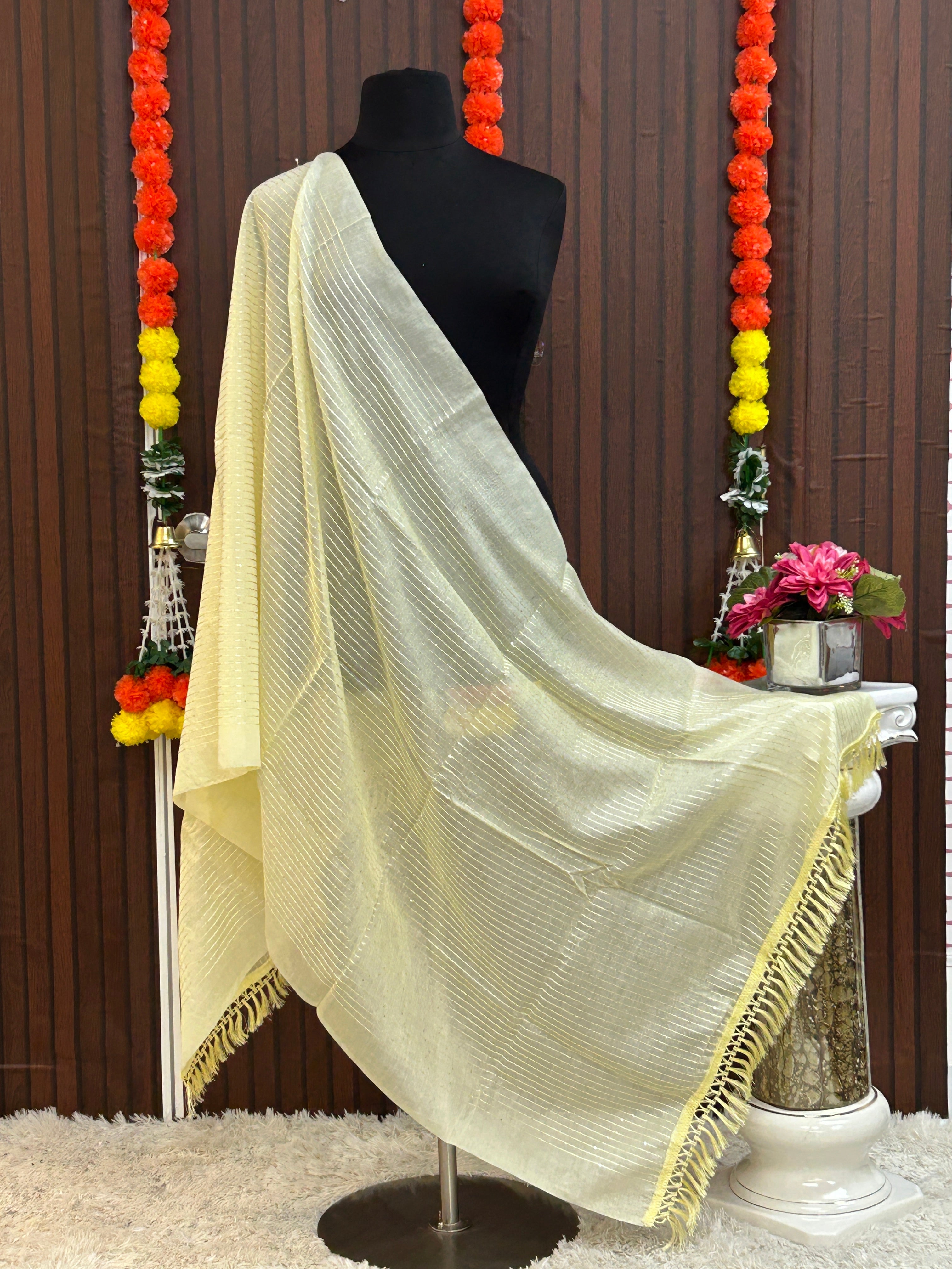 Cotton dupatta with sequin work