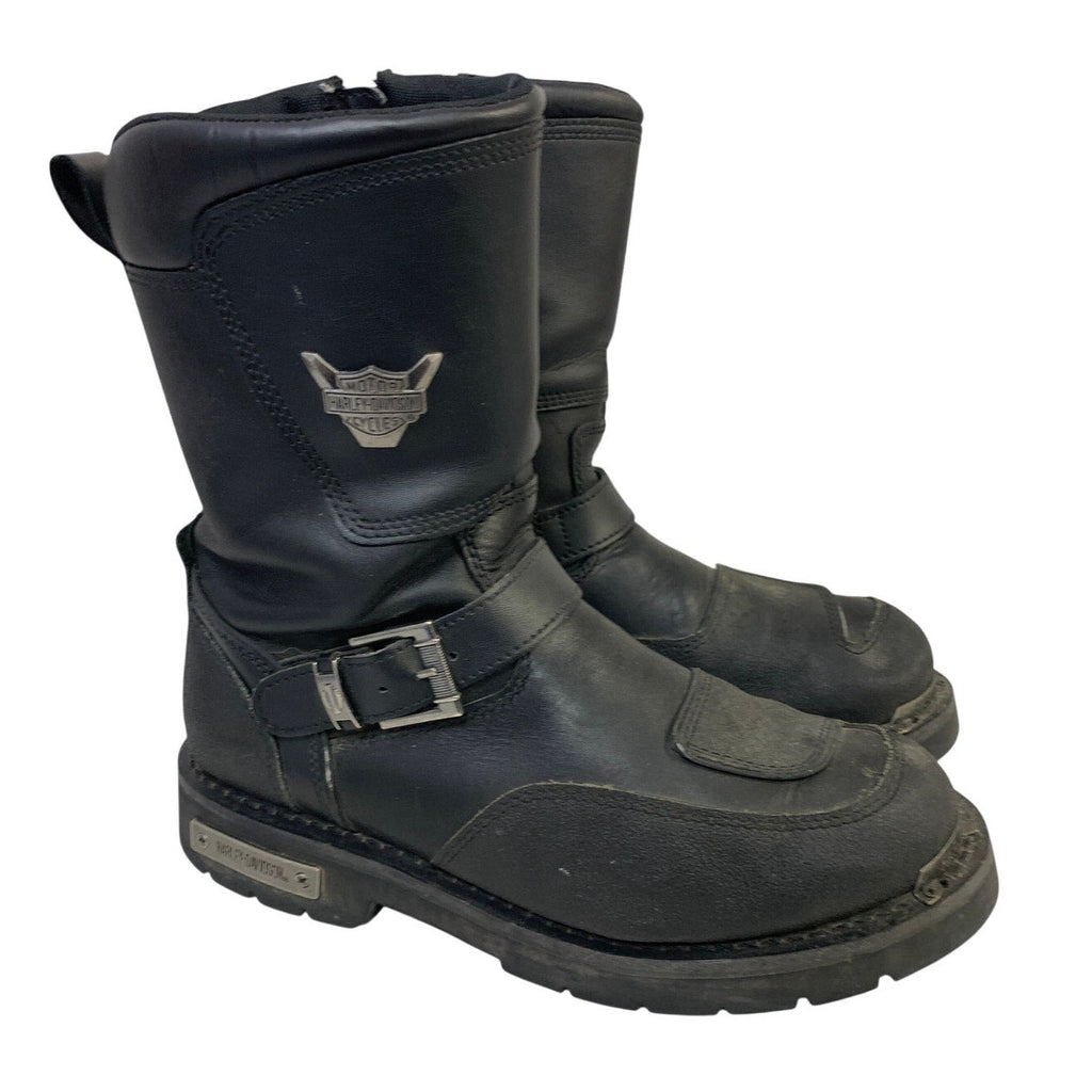 Harley Davidson Mens Size 11 Black Leather Motorcycle Side Zip Shift Boots