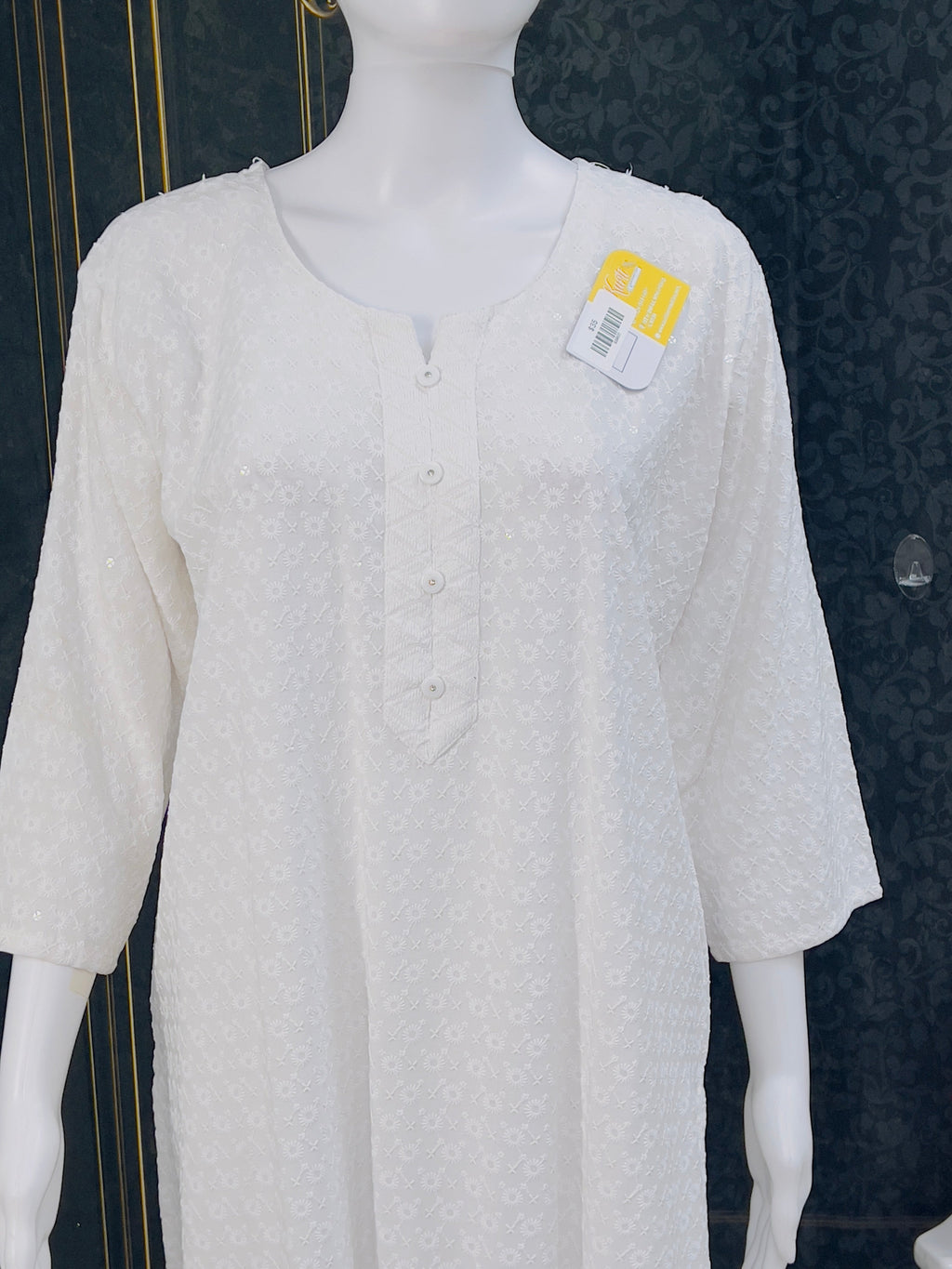 White Chikankari Kari Kurti