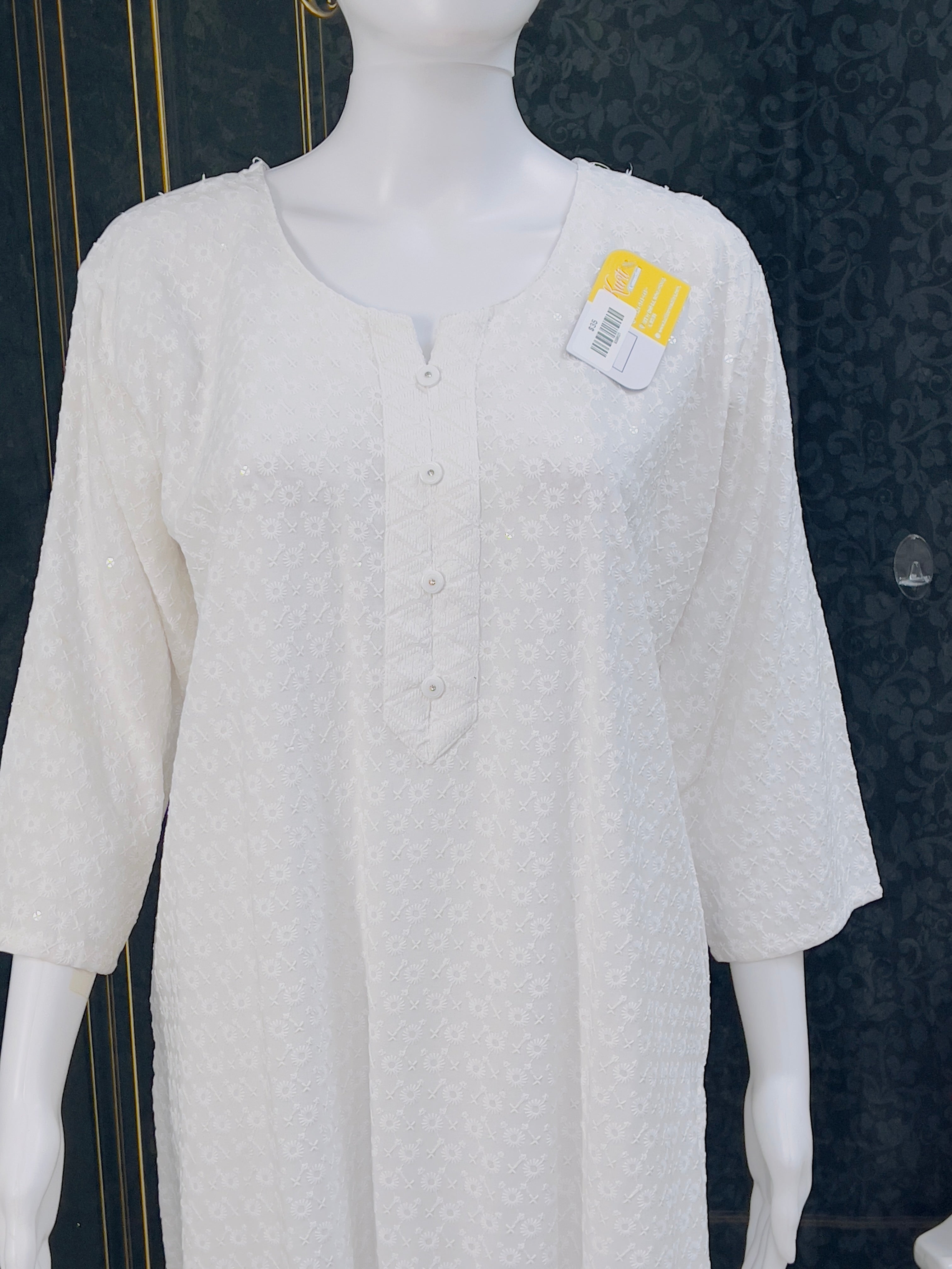 White Chikankari Kari Kurti
