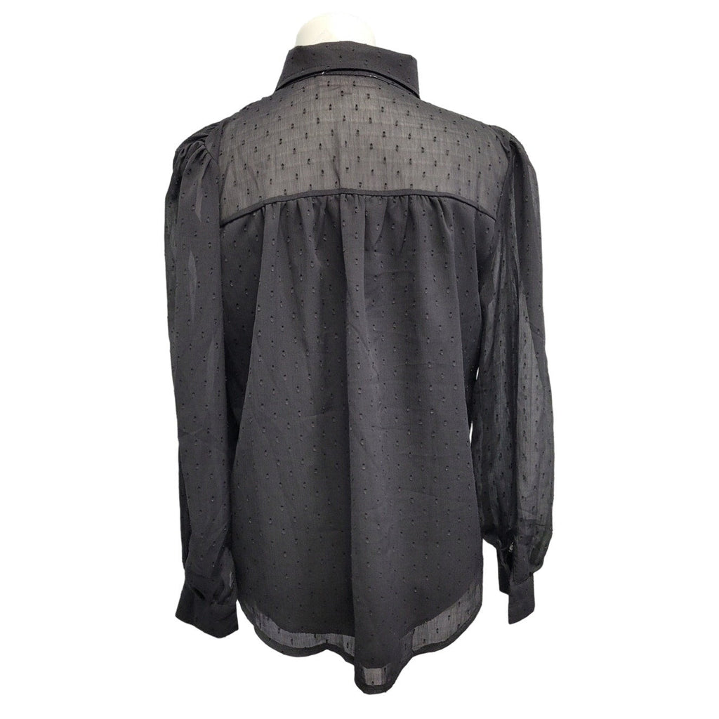 New Love Encounter Womens S Long Sleeve Partially Lined Button Up Sheer Shirt