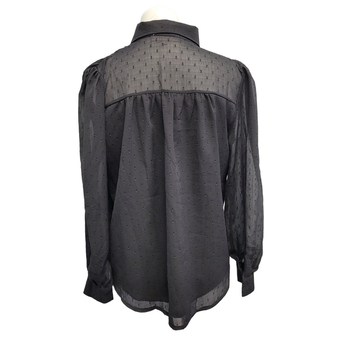 New Love Encounter Womens S Long Sleeve Partially Lined Button Up Sheer Shirt