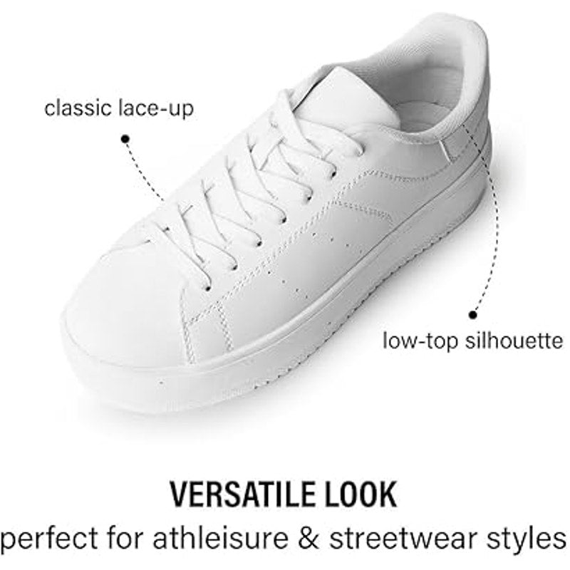 New J Adams Womens Size 7 White Faux Leather Lace Up Hero Platform Sneaker Shoes