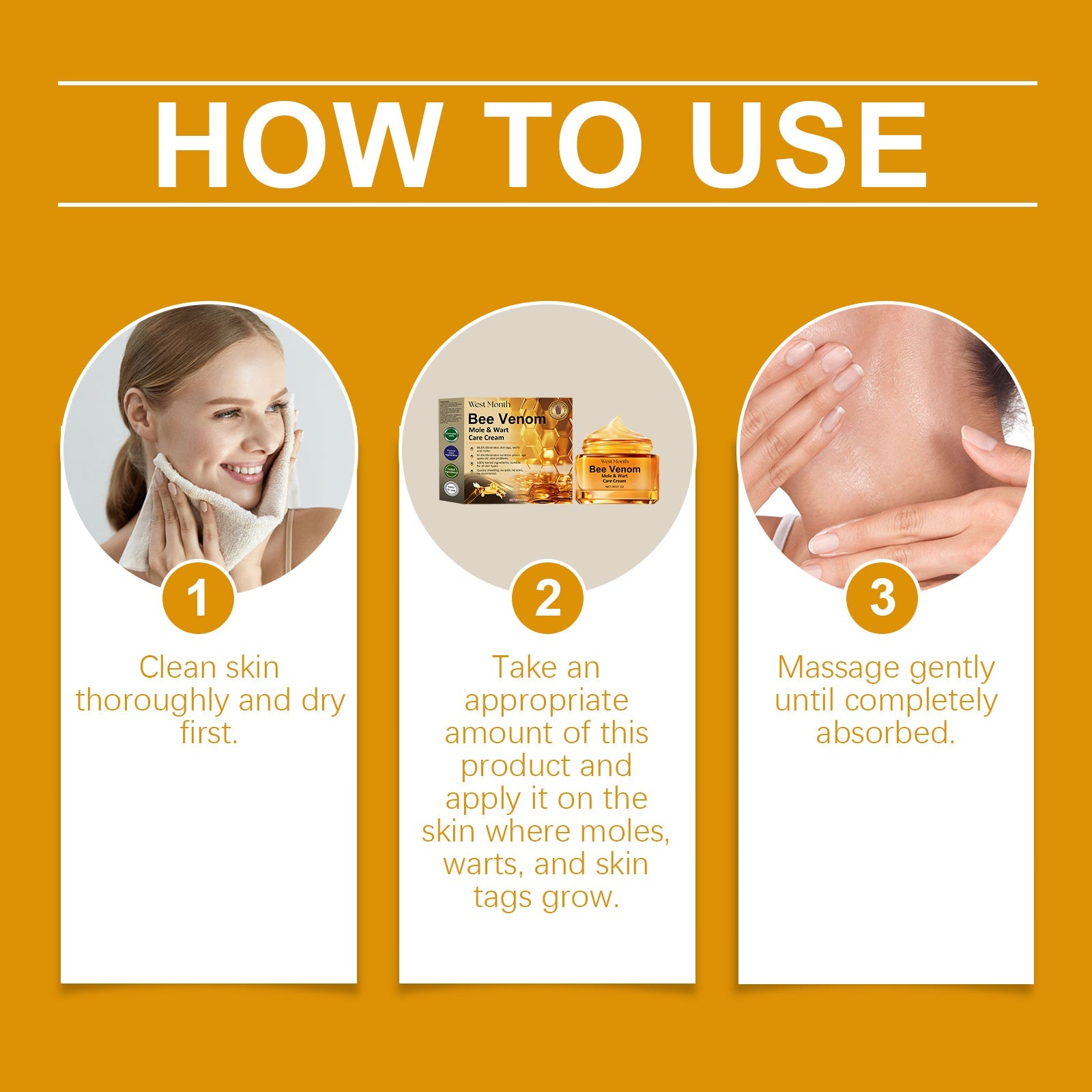 West&Month Bee Venom Keyu Mole Care Cream, Moisturizes And Smoothes The Skin, Lightening The Skin Flesh Granules And Body Care