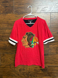 NHL Chicago Blackhawks T-shirt Jersey Hockey V-Neck L