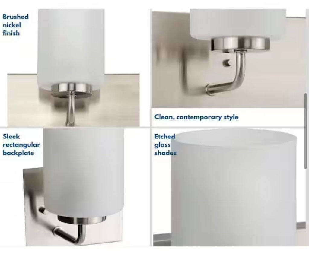 Progress Lighting Merry Collection 30 in. 4-Light Brushed Nickel Etched Glass Transitional Bathroom Vanity Light