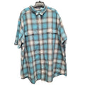 J Ferrar Mens 3XLT Cotton Short Sleeve Plaid Pearl Snap Up Shirt w Front Pockets