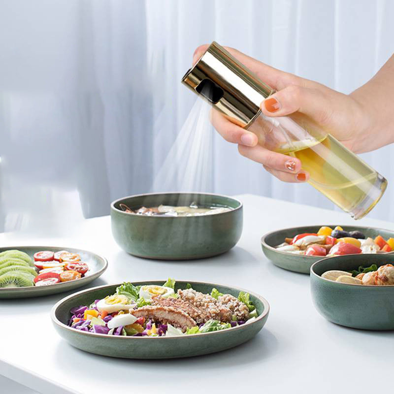 BBQ Oil Spray Bottle – Healthy Cooking Olive Oil & Vinegar Sprayer, Leakproof Glass Pump Dispenser for Kitchen & Grill