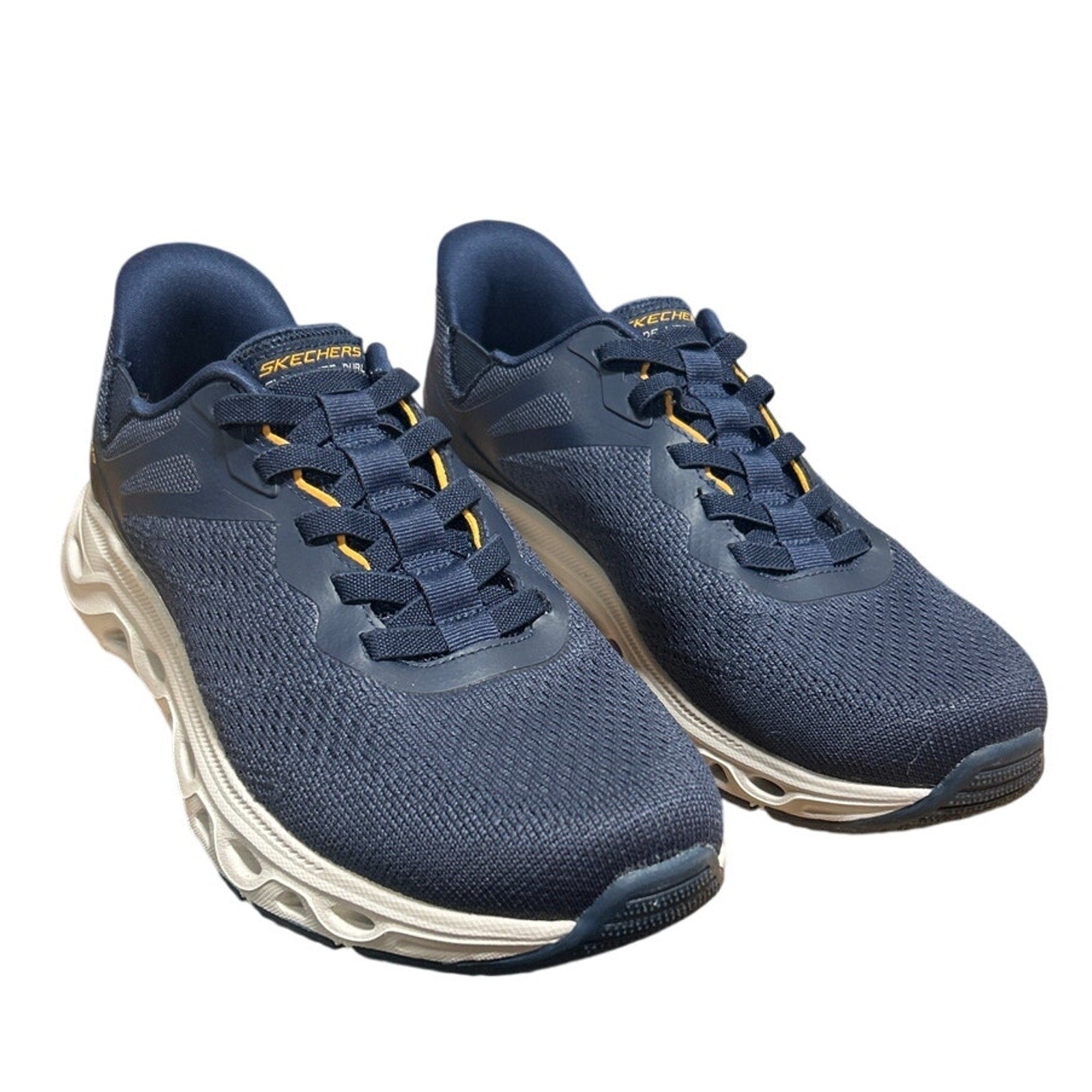 Skechers Men Size 13 Navy Blue Mesh Hands Free Swift Fit Slide On Athletic Shoes