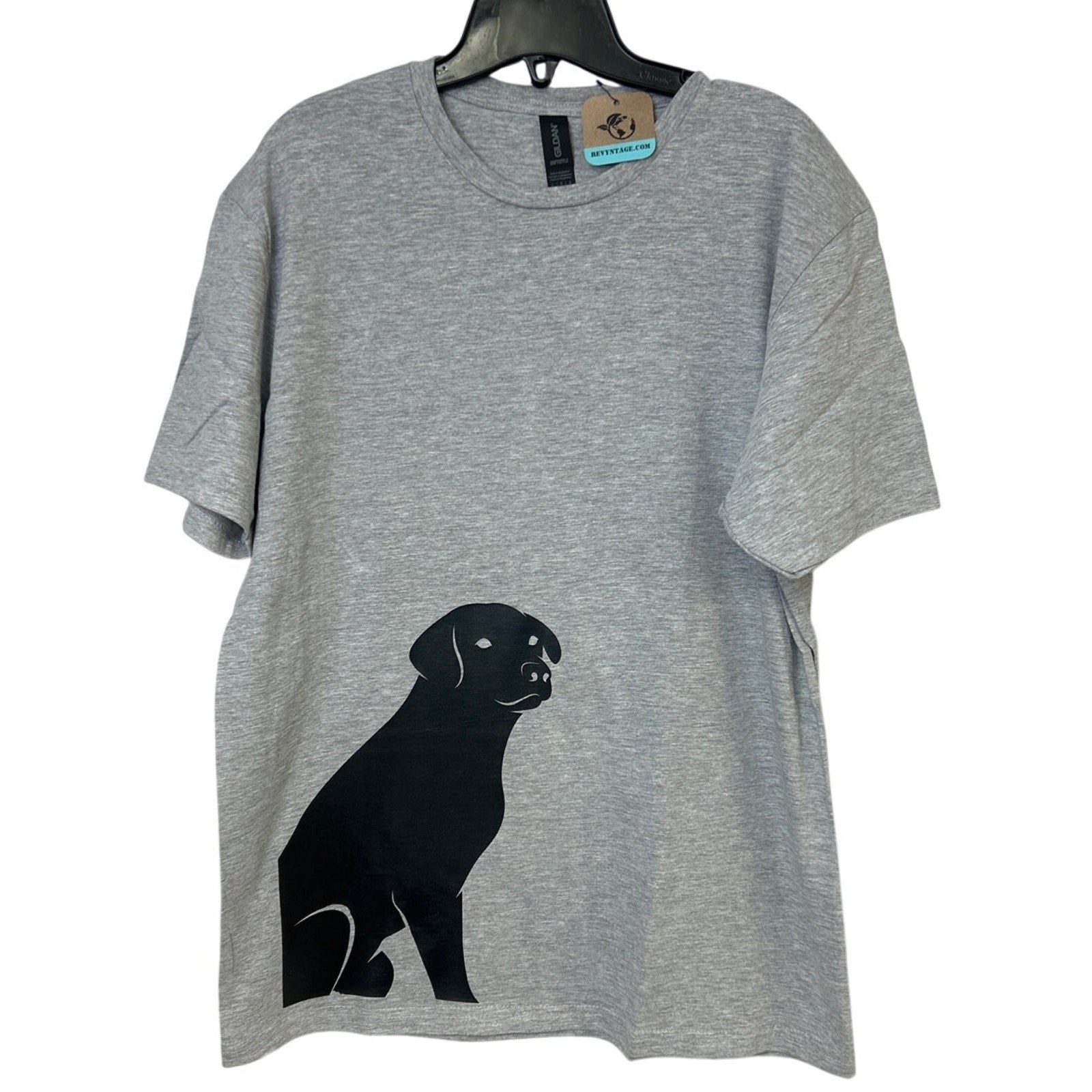 New Hand Printed Mens 4XL Gray Heathered Black Lab Dog Short Sleeve Tee Shirt