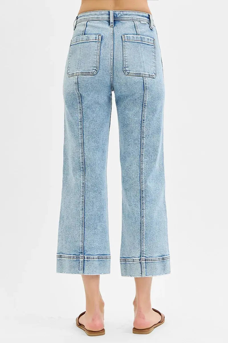 High-Rise Crop Wide-Leg Front-Seam RISEN Jeans – Full & Plus Size