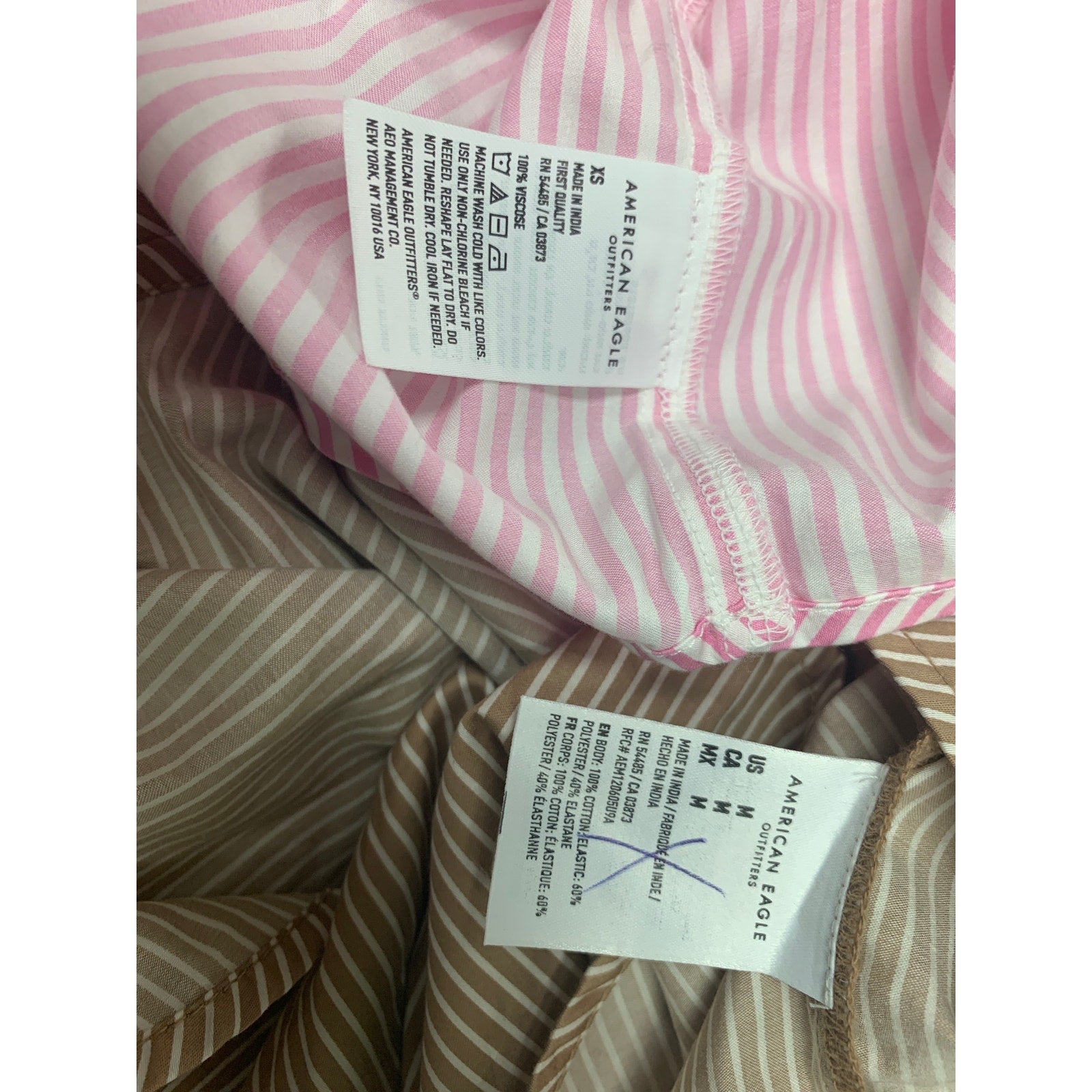2 New American Eagle Womens Medium Striped Long Sleeve Collared Button Up Shirts