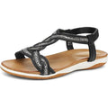 Ubfen Womens Size 11.5 Black Silver Open Toe Elastic Ankle Strap Comfort Sandals