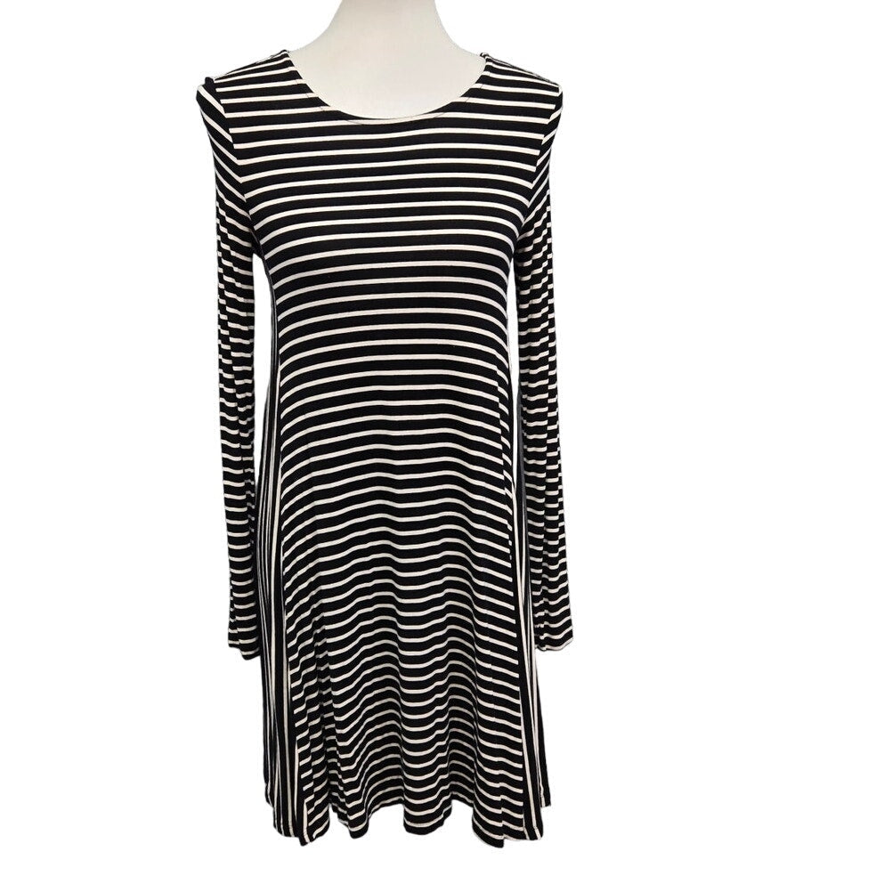 Old Navy Womens XS Long Sleeve Stretchy Rayon Spandex Striped Fit Flare Dress