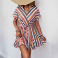 European Chic Euro Ruffle : Striped Dress