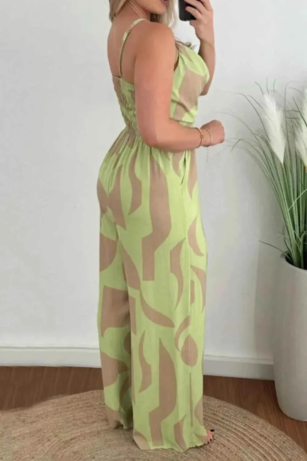 Two-Tone Spaghetti Strap : Wide Leg Jumpsuit