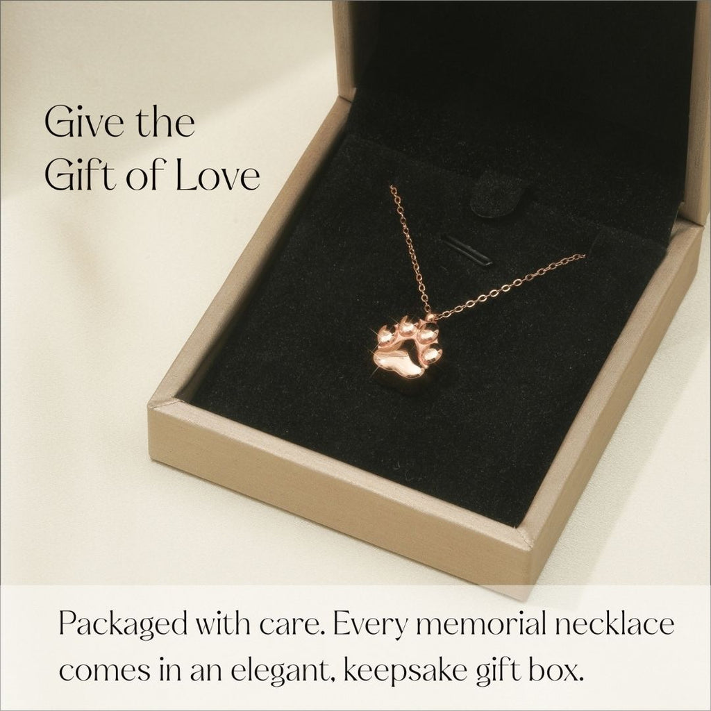 Paw Print - Cremation Necklace for Dog & Pet Ashes - Rose Gold