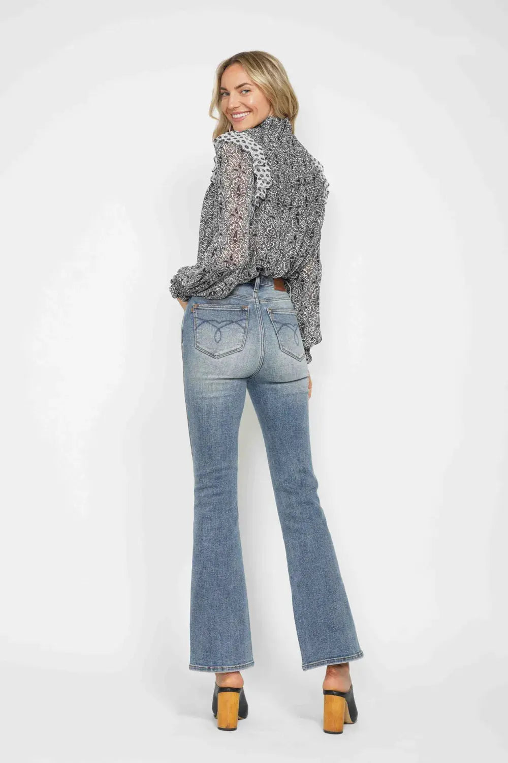 Judy Blue Jeans - Full Size Tummy Control Bootcut Jeans w/ Back Embroidered Pockets