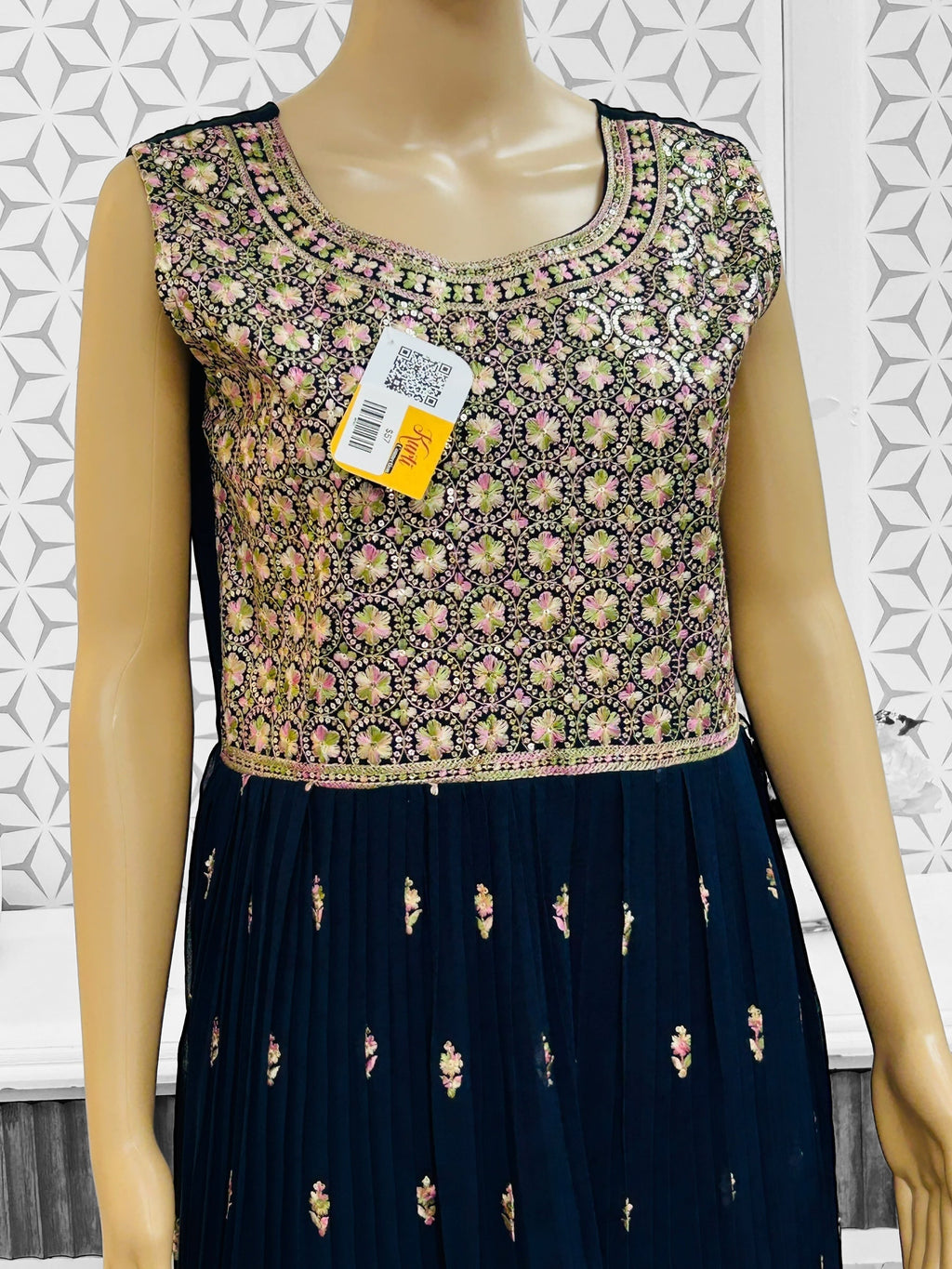 Dark blue georgette long kurti