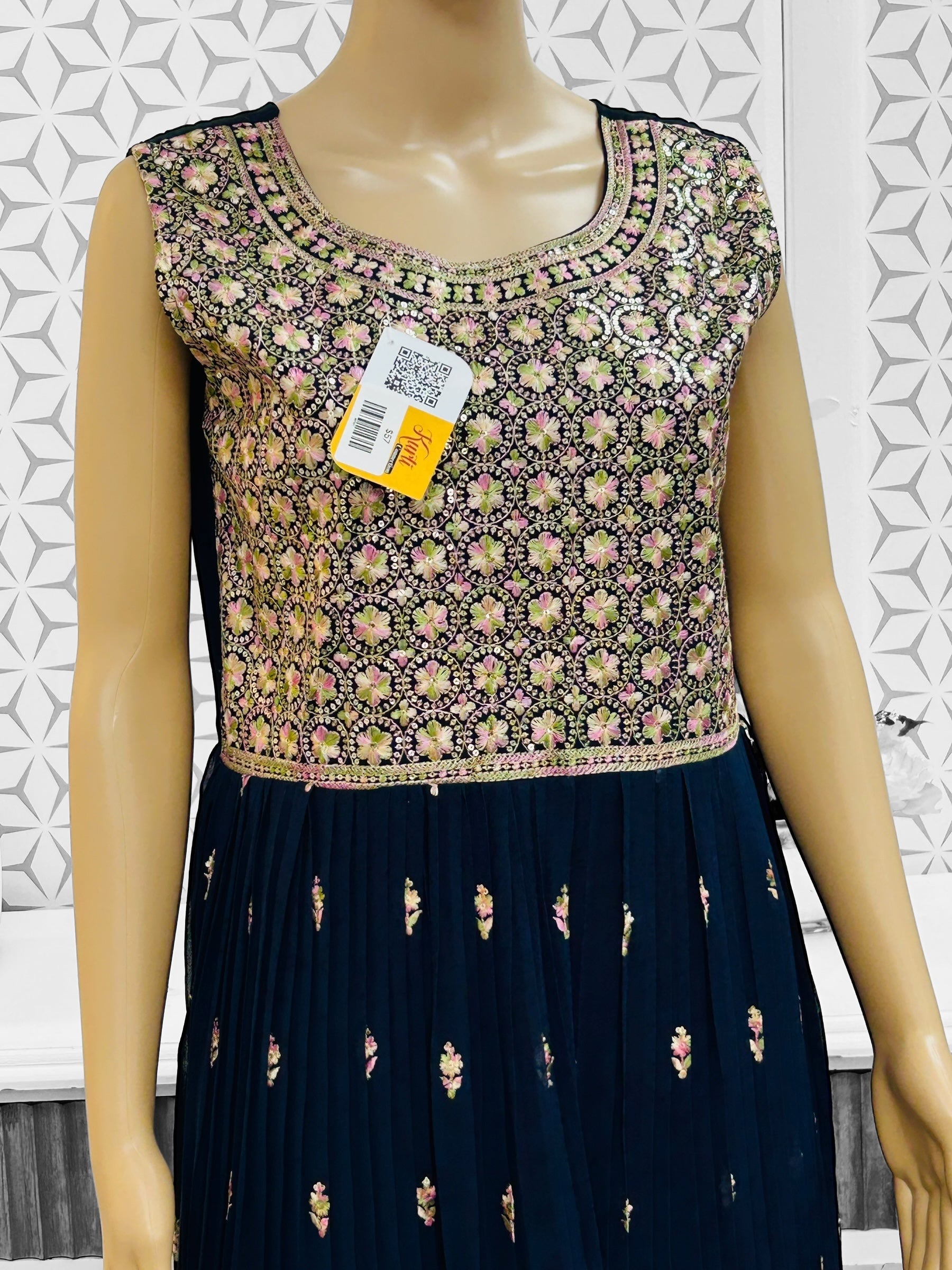Dark blue georgette long kurti