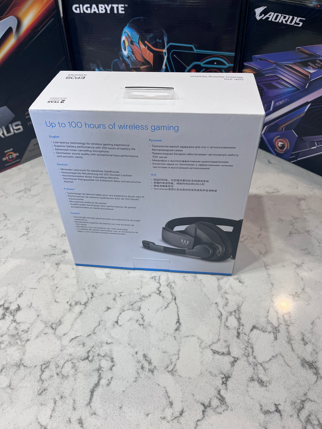 Open Box Sennheiser GSP 370 Over-Ear Wireless Gaming Headset, Low-Latency Bluetooth, Noise-Cancelling Mic, Flip-to-Mute, Audio Presets - PC, Mac, Wind
