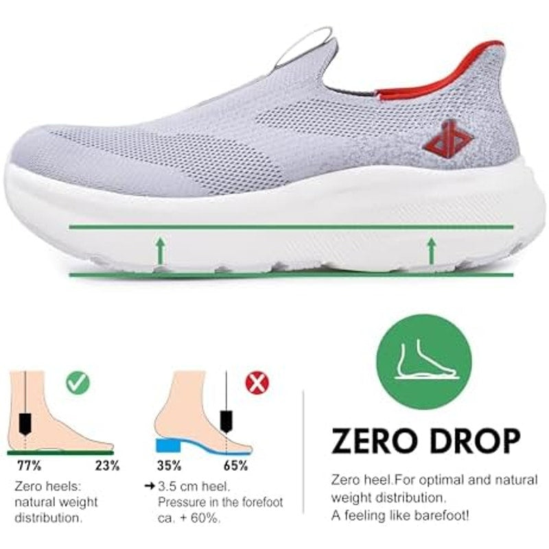 Jackshibo Mens Size 12 Gray Slip On Wide Toe Box Arch Support Orthopedic Shoes