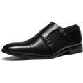 Bruno Marc Mens 12W Wide Black Faux Leather Monk Strap Slide On Loafer Shoes