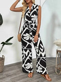 Printed Sleeveless : Wide Leg Jumpsuit
