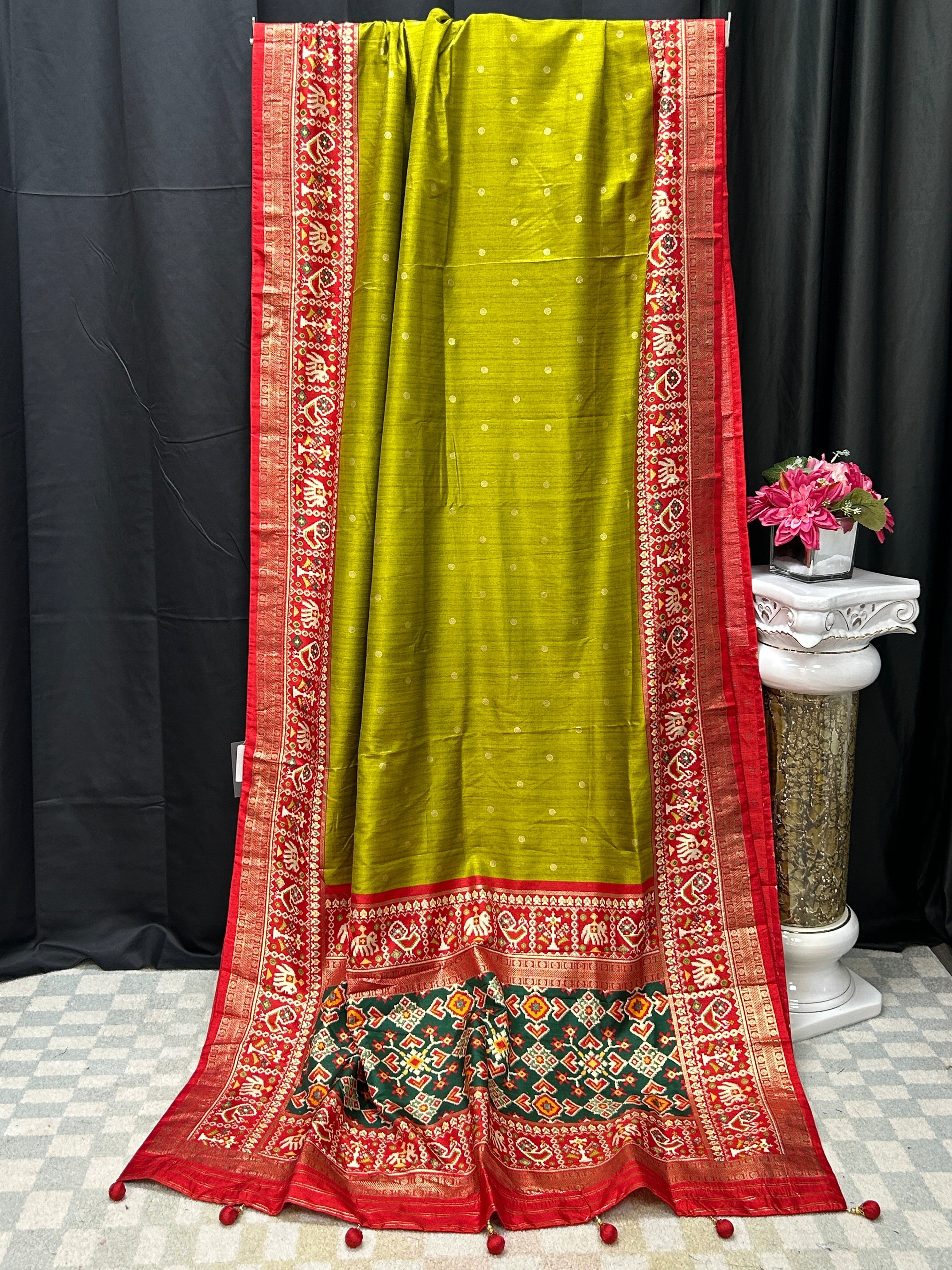 Patola print saree : henna green