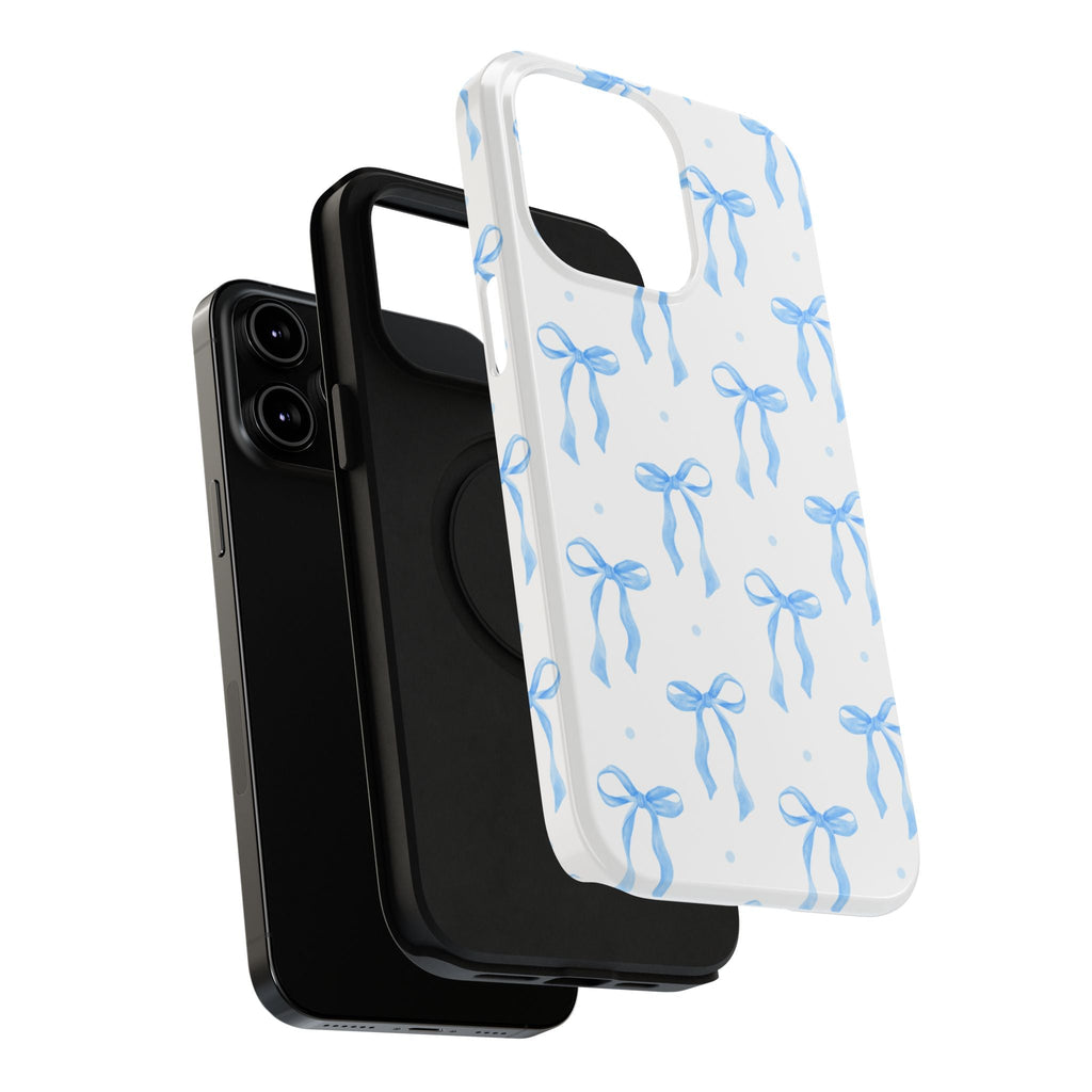 Customizable: Chic Blue Coquette Bow Impact-Resistant Phone Case