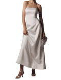 Women’s Piper Strapless Satin Fit & Flare Maxi Dress
