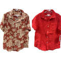 2 New Cat & Jack Boys Small (6/7) Short Sleeve Floral Melon Button Up Shirts