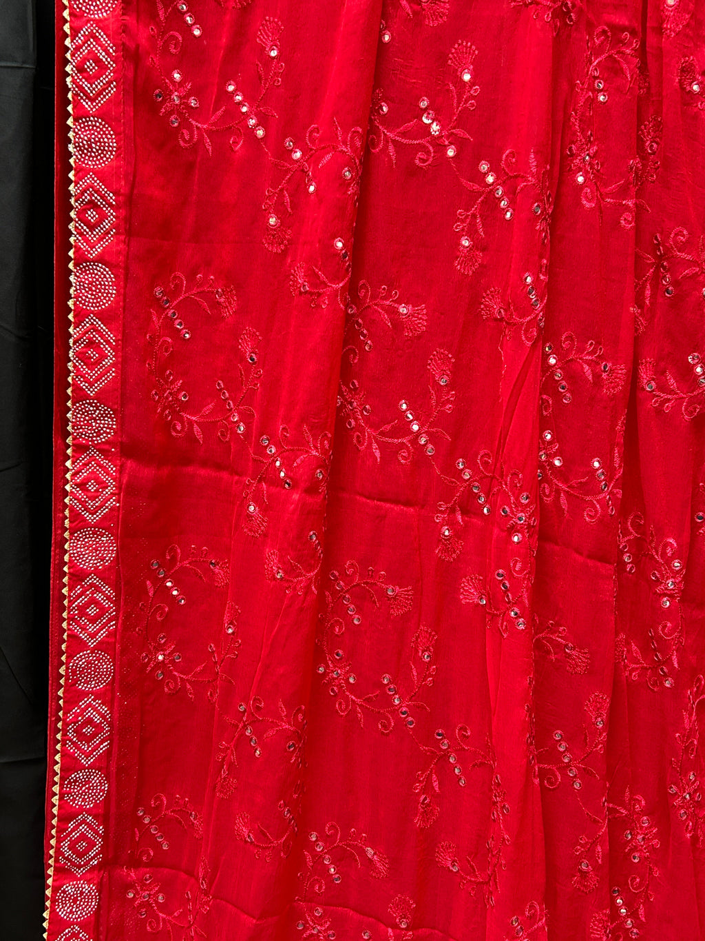 Chiffon mirror work saree