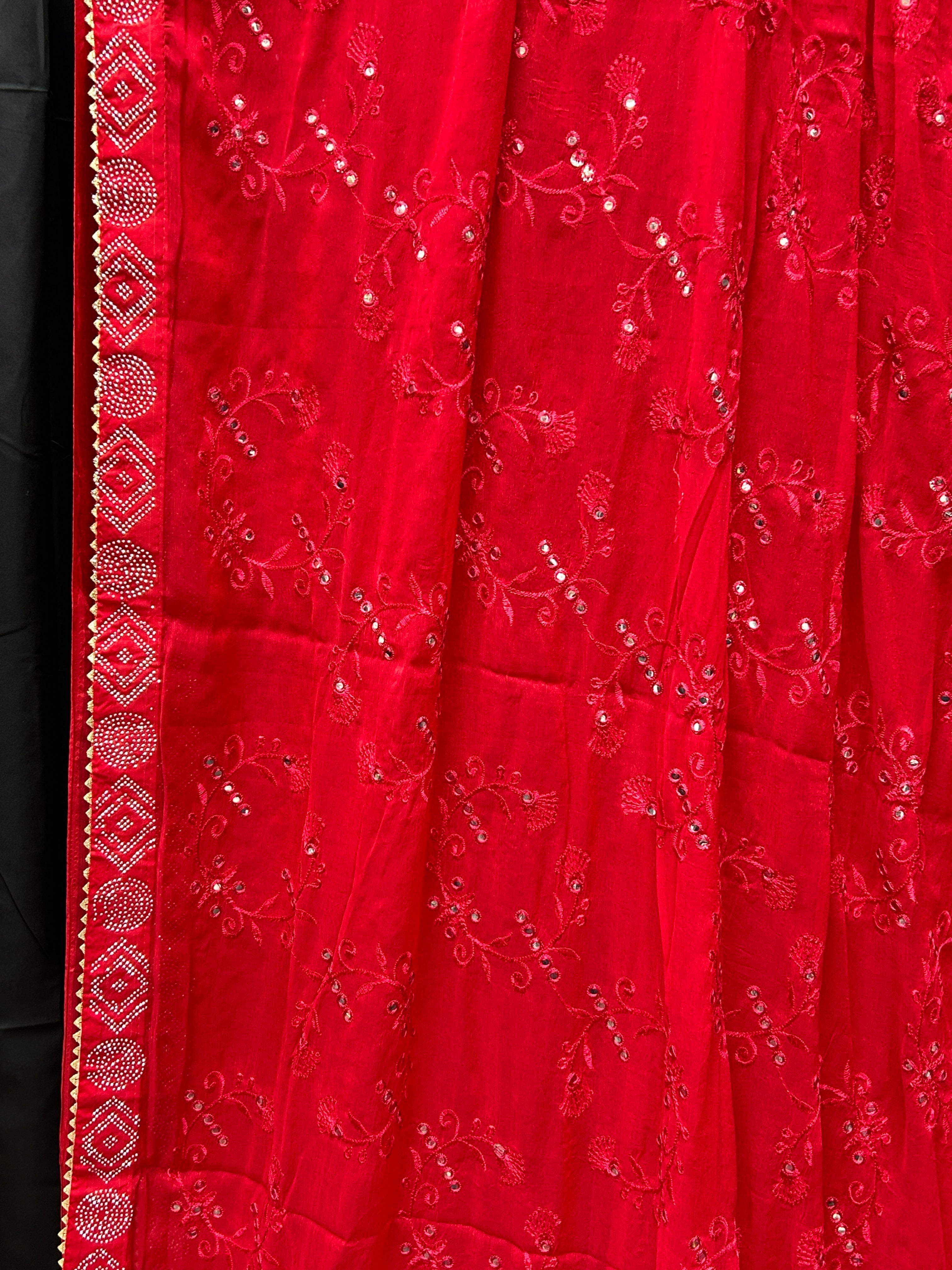 Chiffon mirror work saree