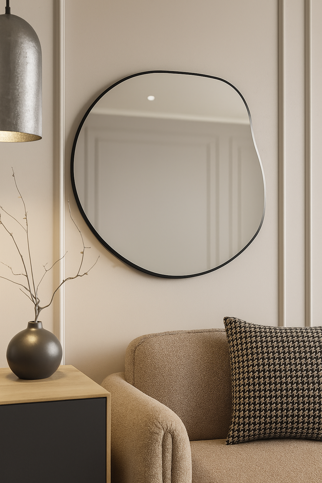 Irregular Bathroom Wall Mirror – Modern Black Frame Mirror for Vanity, Entryway & Living Room