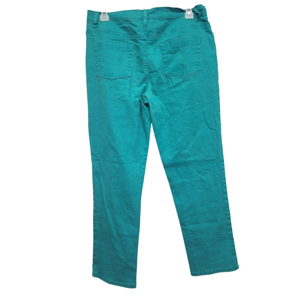 Diane Gilman Womens Size 12P Petite Sea Green Straight Leg Denim Jeans w Pockets