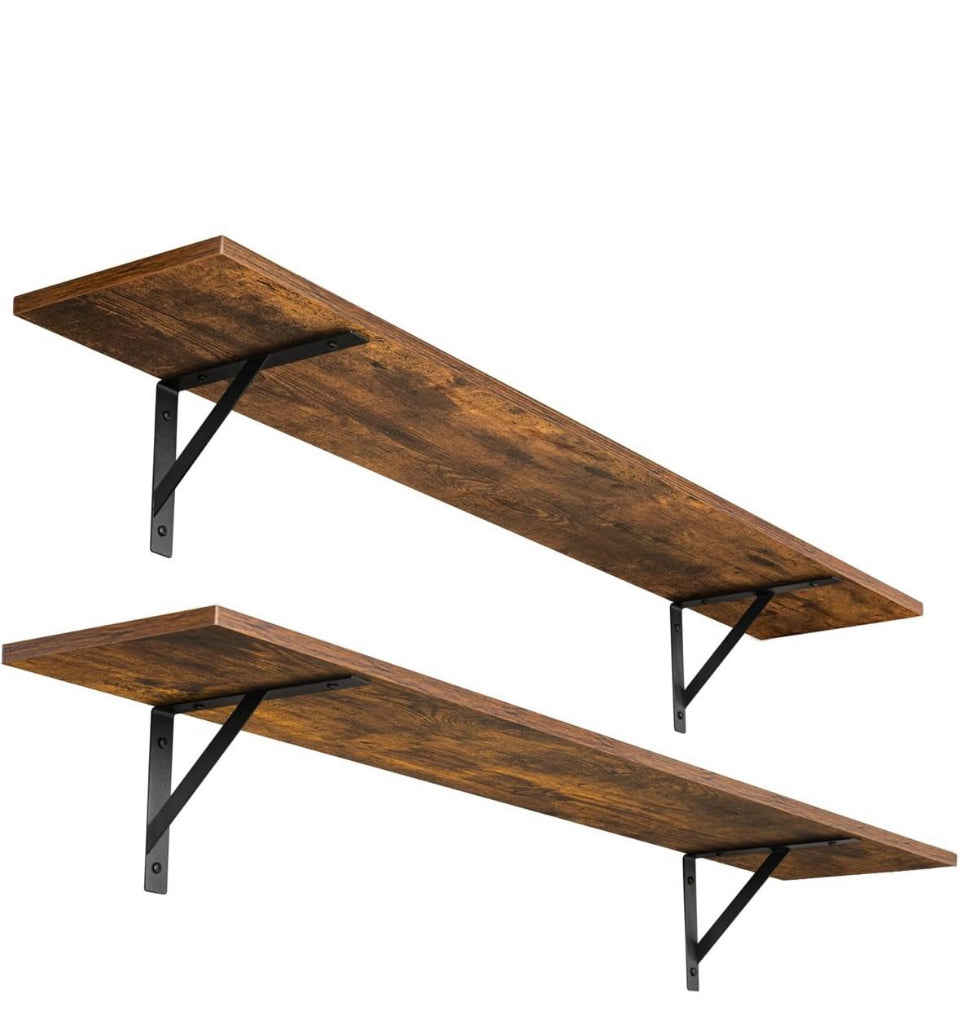 Open box DINZI LVJ Long Wall Shelves, 47.3lnch Wall Mounted Shelves Set of 2, Extra Large Wall Storage Ledges with Sturdy Metal Brackets for Living Ro