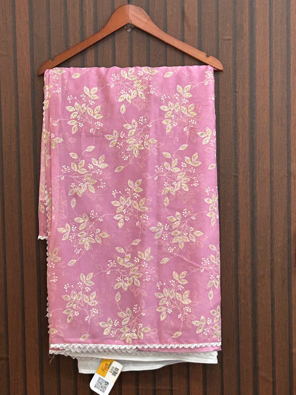 Printed chiffon saree : pink