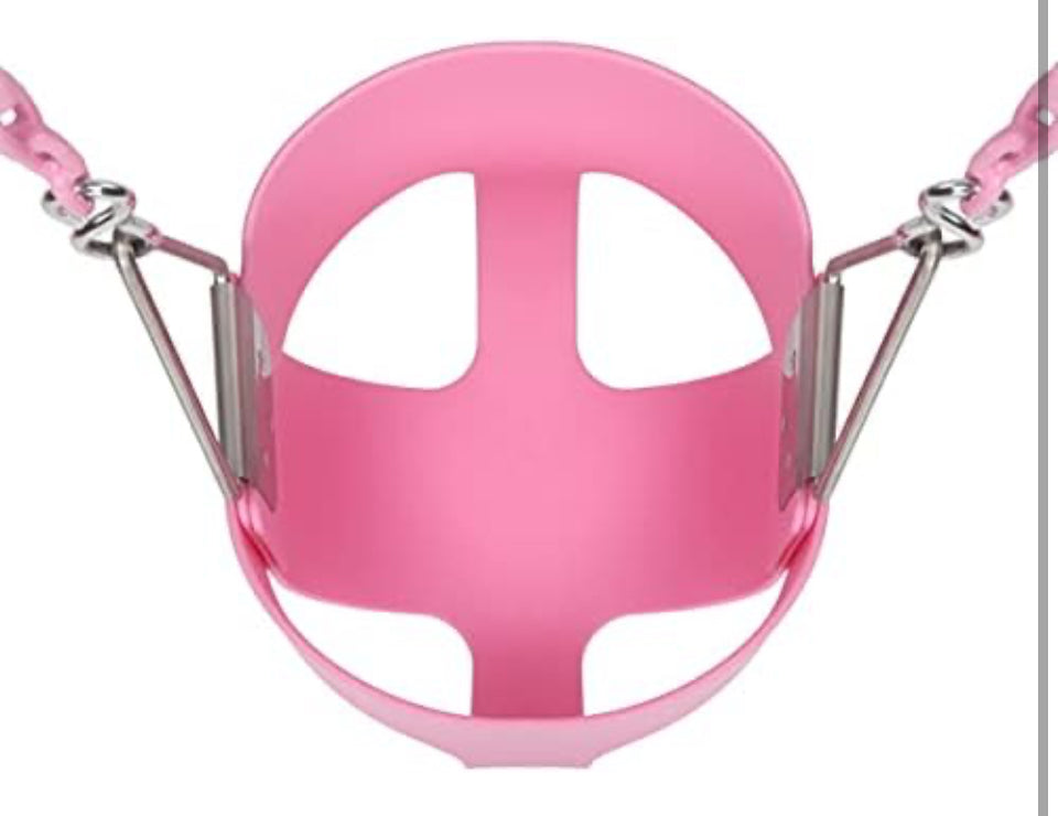 lvssiao Toddler High Back Full Bucket Swing Seat, Toddler Swing Seat with Heavy Duty Plastic Coated Chain + Snap Hooks + Tree Hanging Straps Kids Swing Set Accessories (Pink)