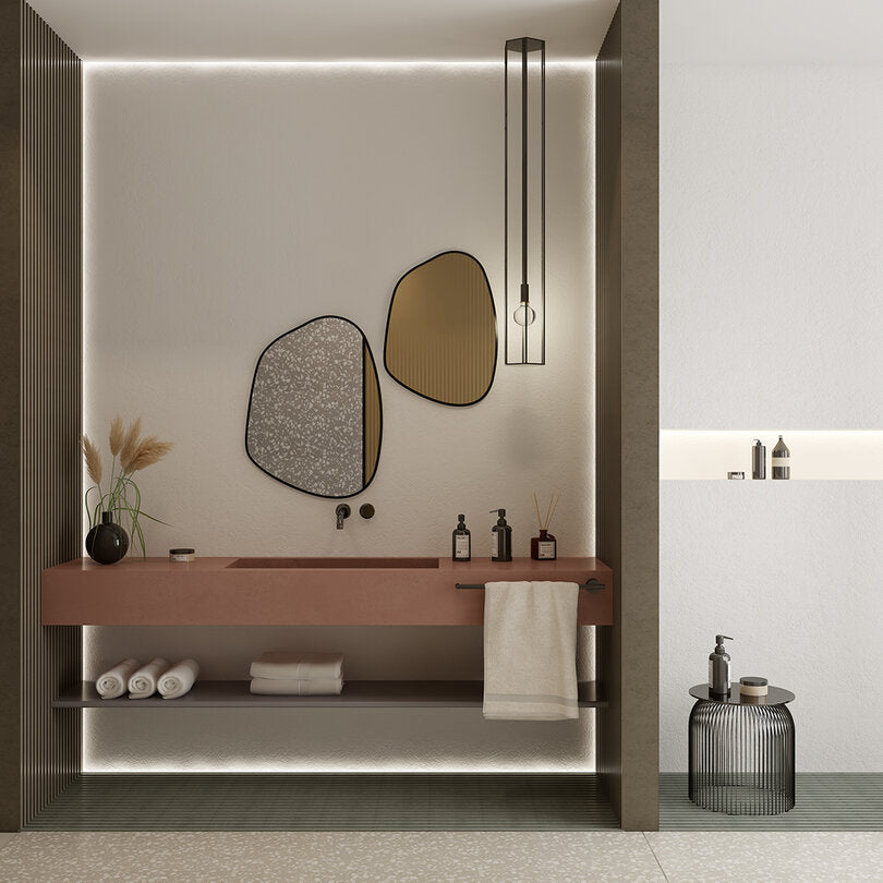 Irregular Bathroom Mirror – Modern Organic Wall Mirror with Black Frame