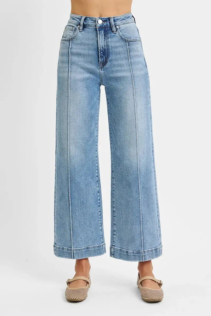 RISEN Jeans - Plus Size High Rise Crop Wide Leg Jeans