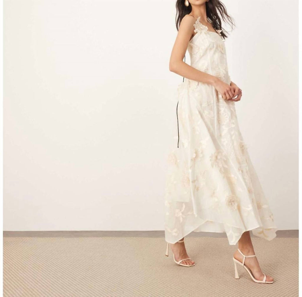 Mirrored Applique Floral Embroidered Cami Maxi Dress