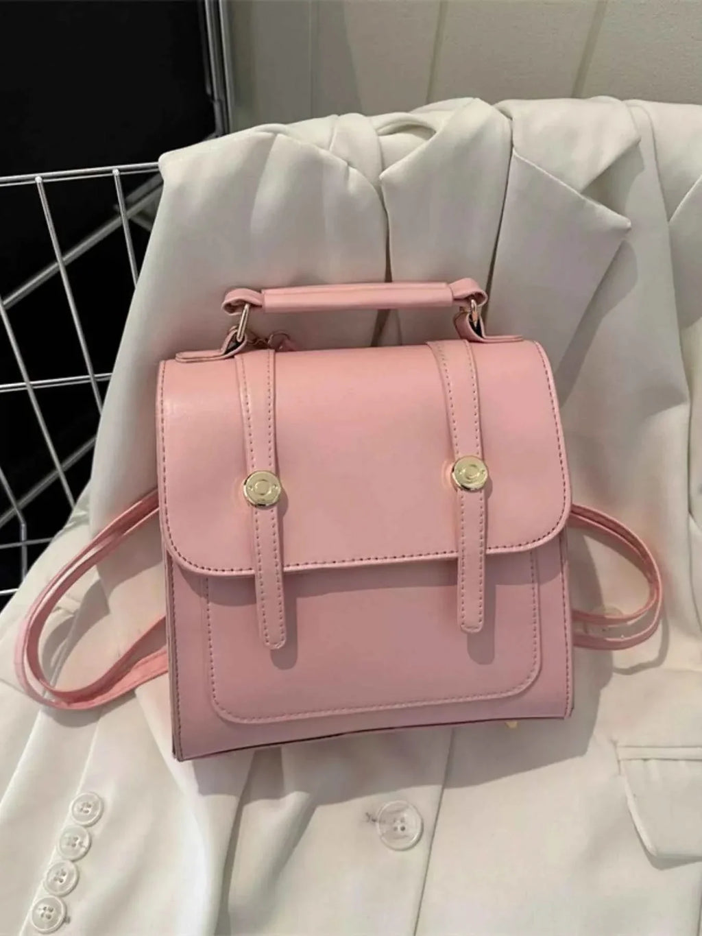 Elegant Leather Flap Backpack Bag