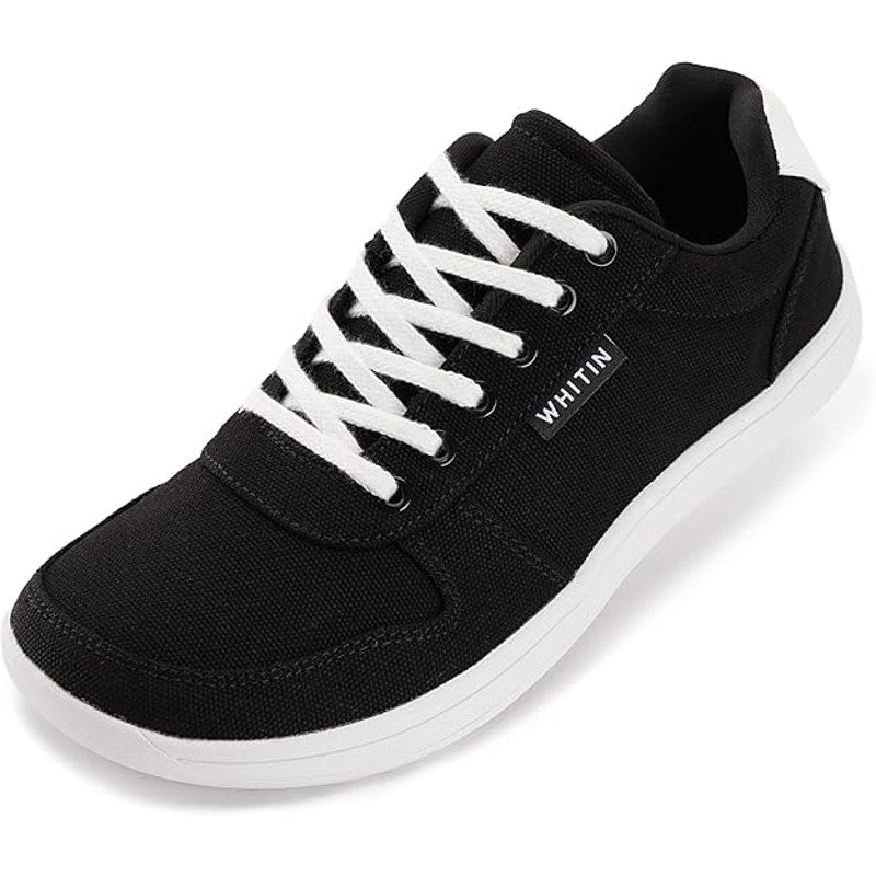 Whitin Womens Size 8.5 Black Canvas Lace Up Wide Toe Box Zero Drop Sneaker Shoes