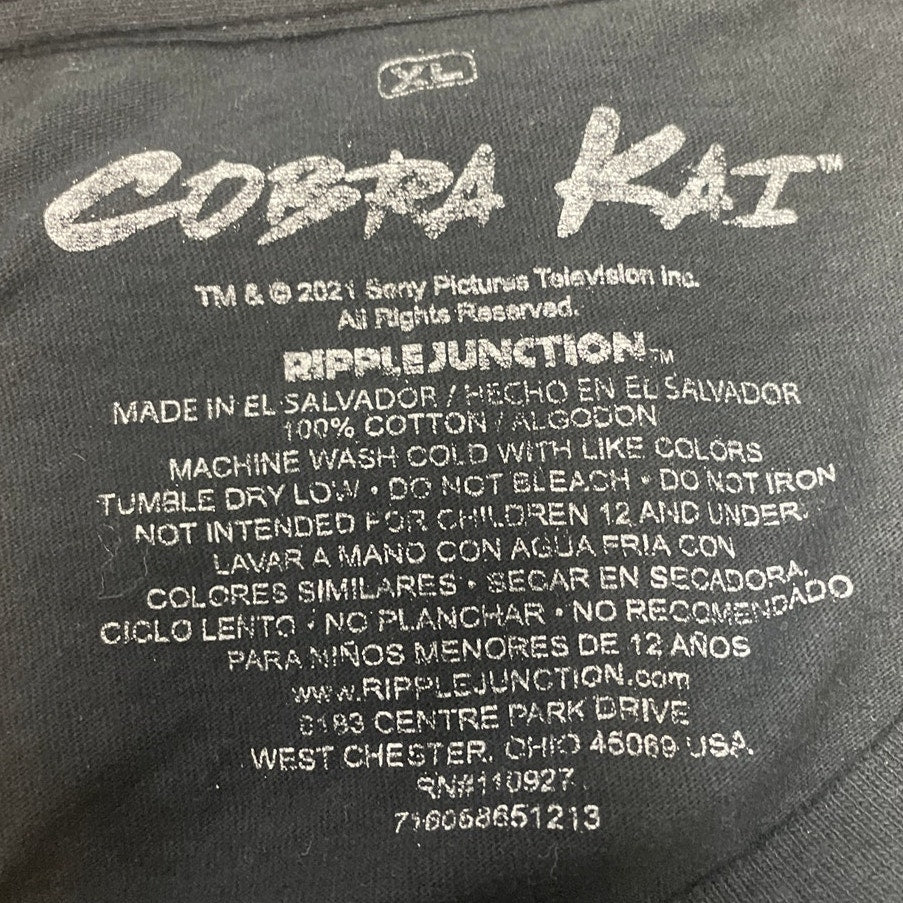 Cobra Kai Mens XL Strike First Strike Hard No Mercy Short Sleeve Tee Shirt