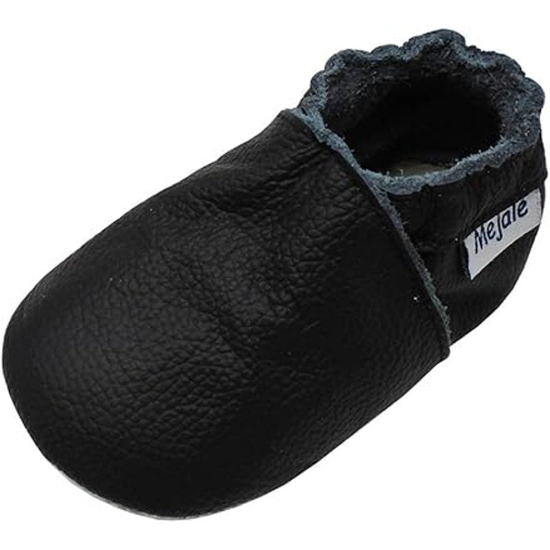 Mejale Baby Infant Size 6-12 Mos Black Slip On Soft Sole Leather Moccasins Shoes